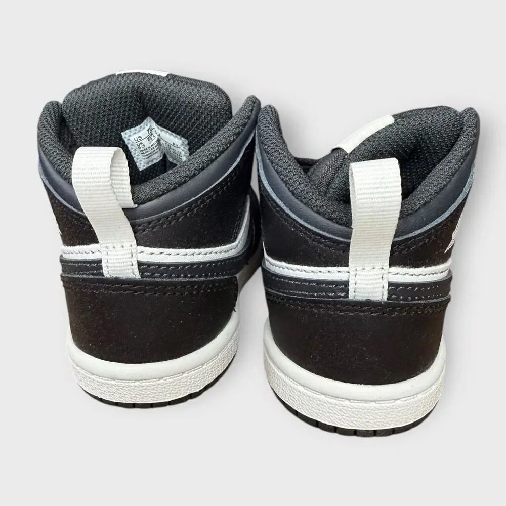 Nike Air Jordan 1 Mid Shoes Toddler TD size 7C Black White Noir DQ8425-010 NIB